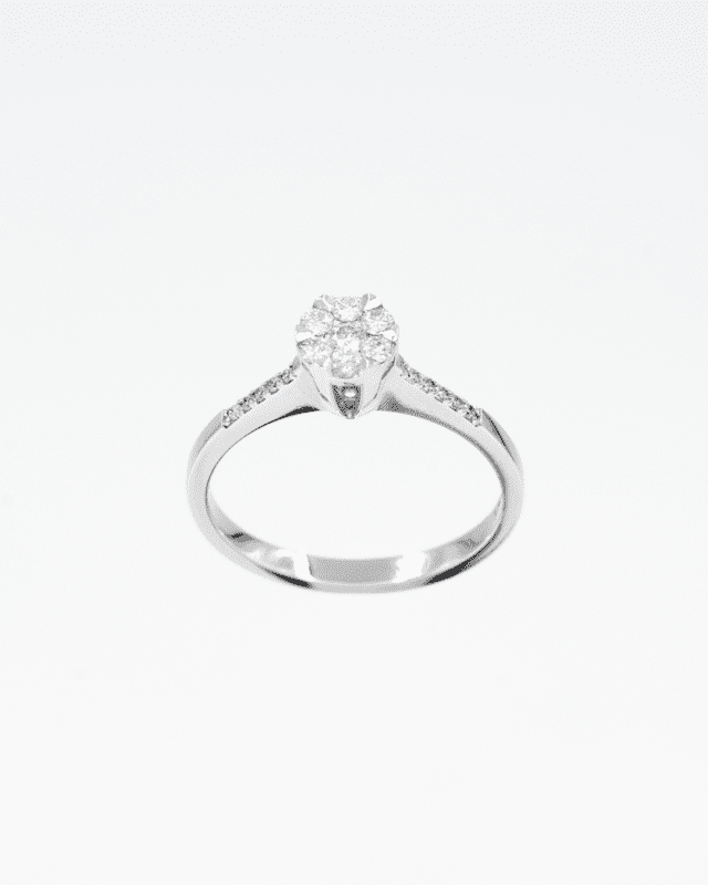 0.26 Karat Pırlanta Taşlı Çiçek Desenli Tektaş Yüzük