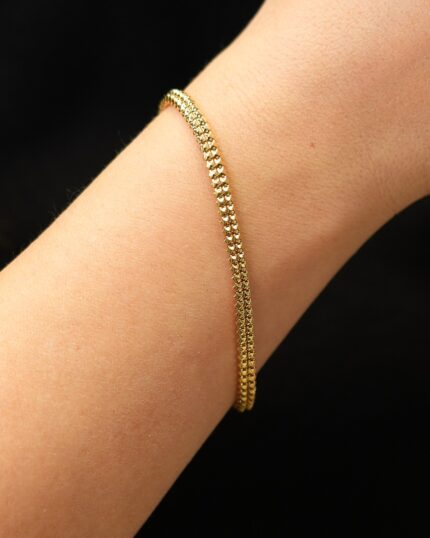 Işıltılı Piramit Dokulu Altın Bileklik 16 DSC02695