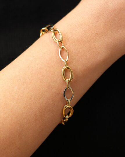 Çift Renkli Modern Halka Zincir Bileklik 12 DSC02722