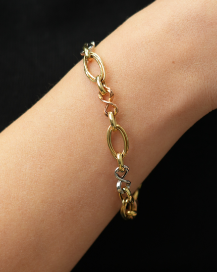 Üç Renk Sonsuzluk Detaylı Halka Zincir Bileklik 10 DSC02730